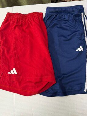 Set of 2 Adidas Shorts Men's XXL Blue and Red Active Gym Running Athletic